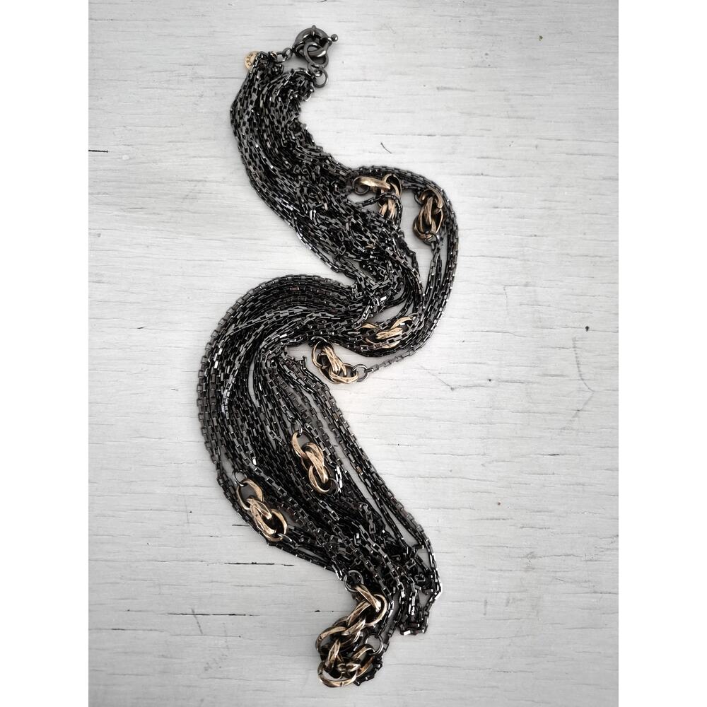 J. Crew Charcoal and Brass Multi-strand Chain Necklace - Picture 2 of 4